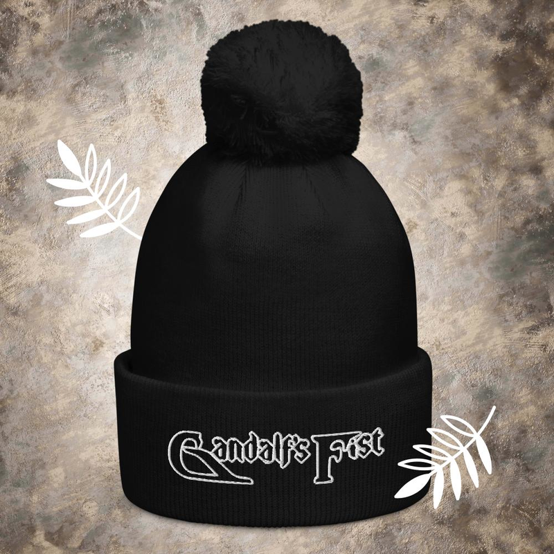 "GF" Embroidered Pom-Pom Beanie