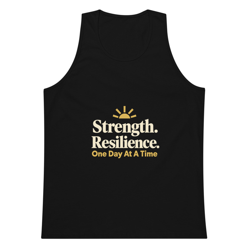 Strength & Resilience Men’s Premium Tank Top – One Day at a Time