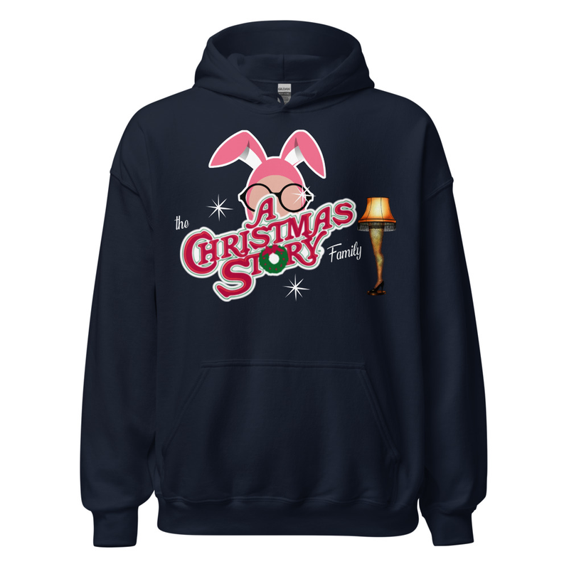 Right one“The A Christmas Story Family” Bunny Suit Logo Hoodie ✨ – XL, Navy