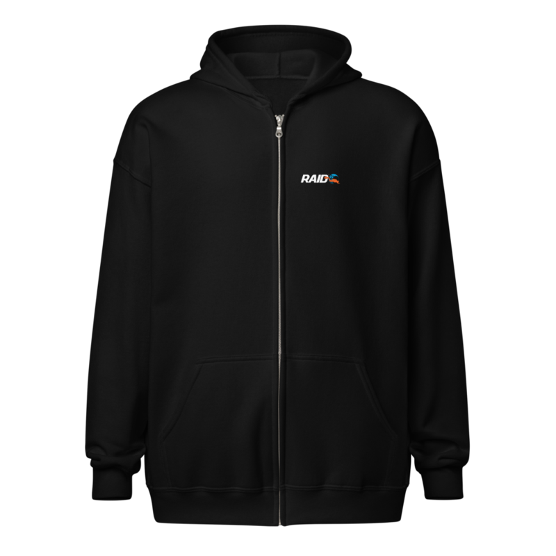 RAID Wear Dolphin Unisex Heavy Zip Hoodie – M, Black
