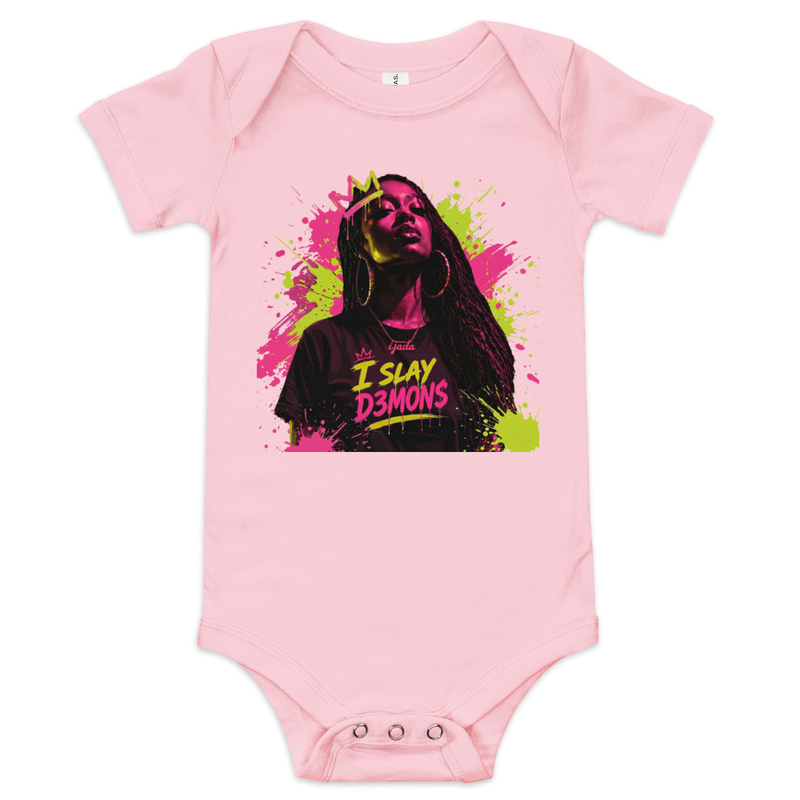 Baby short sleeve "I slay D3MON$" one piece