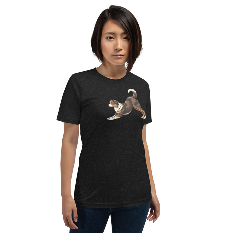 Downward Dog Aussie Shepherd Unisex T-Shirt — Australian Shepherd