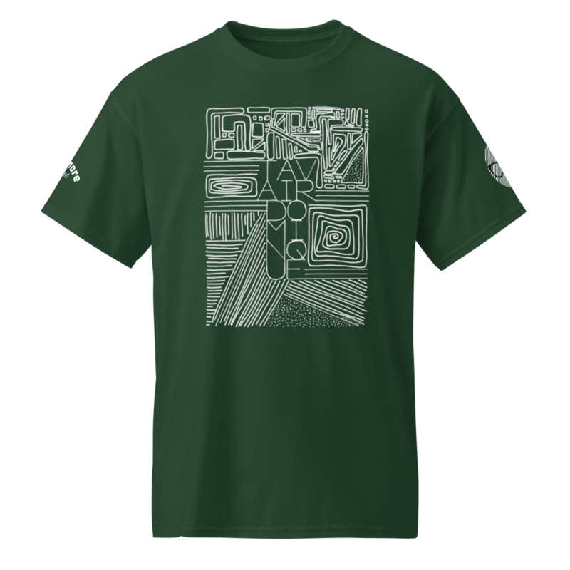 Stacked Name Design Inverted + Sleeve Logos - T-Shirt
