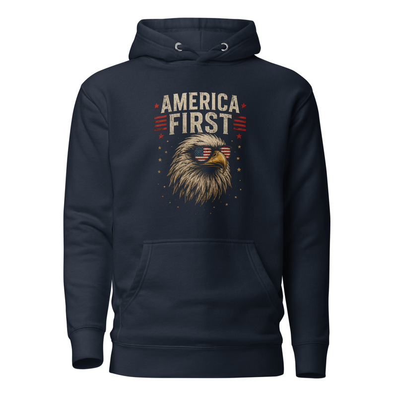 America First Unisex Hoodie — Navy Blazer