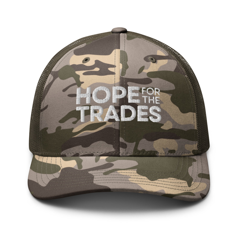 HFTT Camouflage Trucker Hat | Classic Logo – One size, Camo/Olive