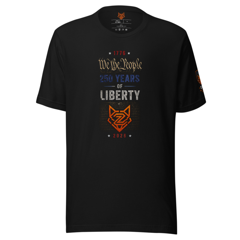 America's 250th — Liberty Scroll | Tee — Black / XS