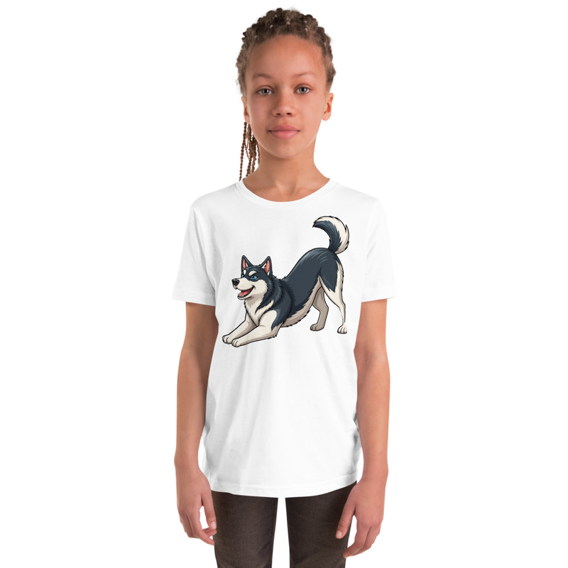 Downward Dog Husky Youth T-Shirt — Siberian Husky