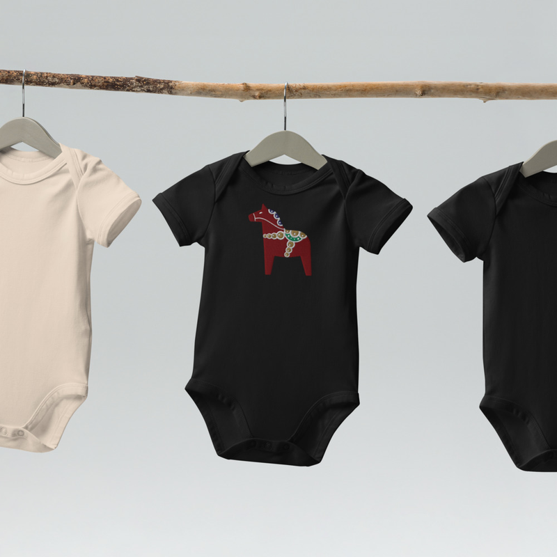 Organic cotton baby bodysuit - Dalahäst