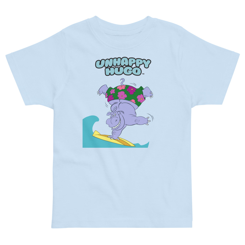 Unhappy Hugo Surfing T-Shirt for Preschoolers – 2, Light Blue