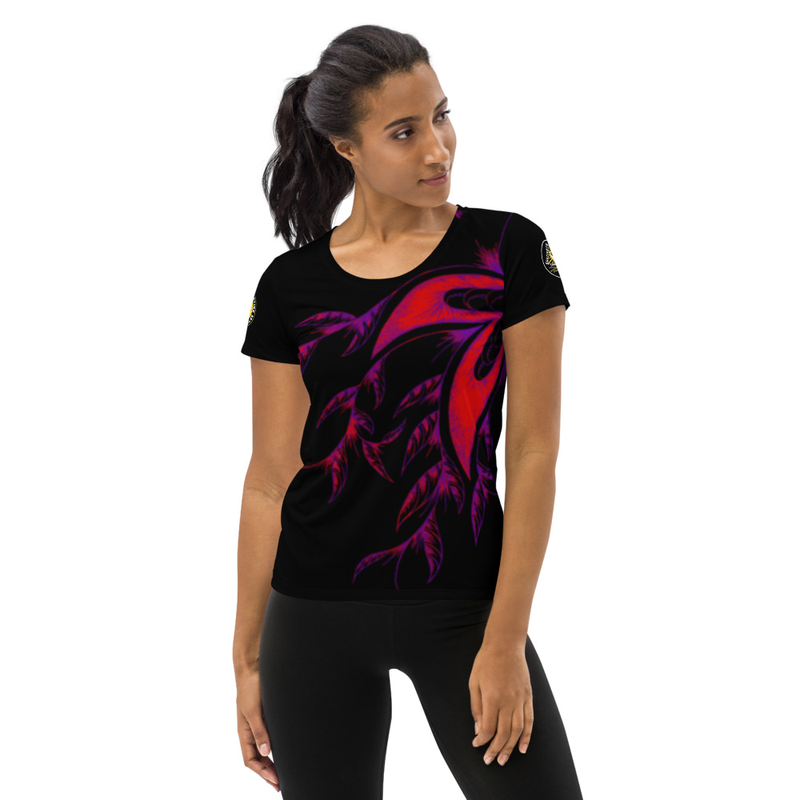 Woman's Edge CPFA RED/PURPLE "Flower Power" All-Over Print Women's Athletic T-shirt