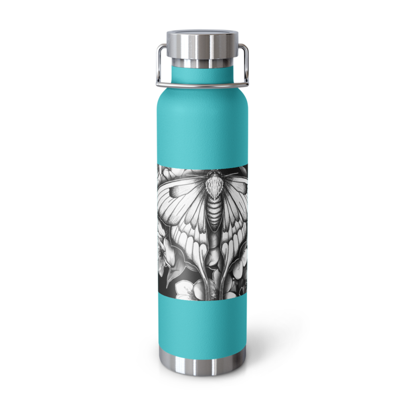 Burned Hearts Lunar Moth Copper Vacuum Insulated Bottle - by Tessa – 22oz, Mint Green