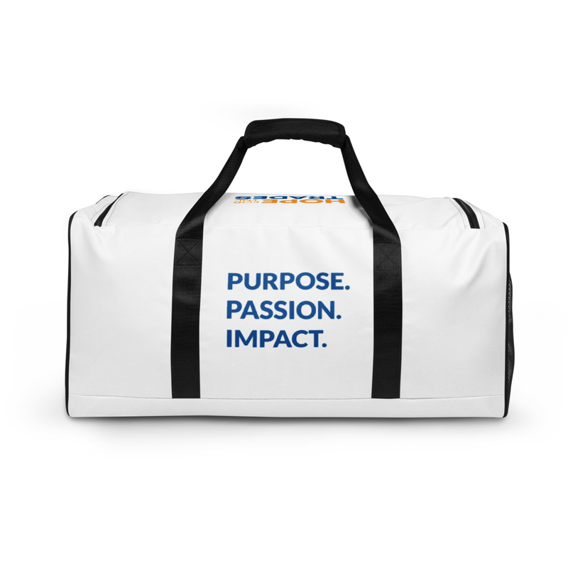 HFTT Weekender Duffle Bag | Purpose. Passion. Impact. (White)