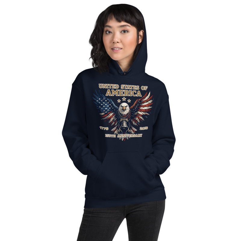 USA 250 | Spread Eagle Unisex Hoodie – XL, Navy