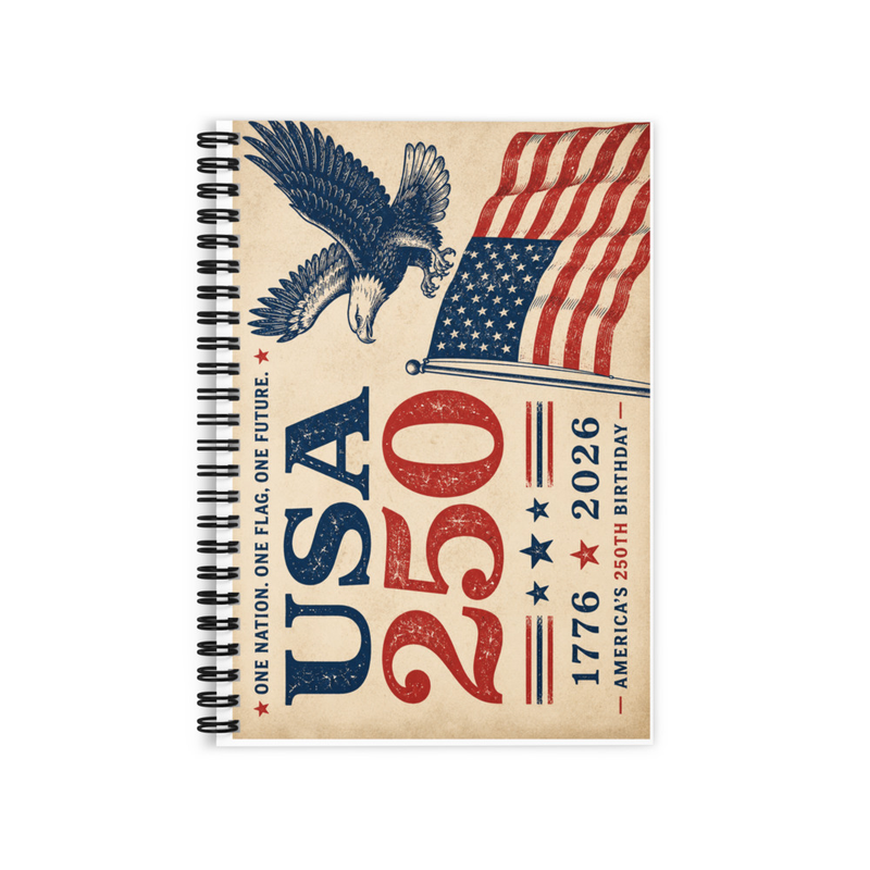 America 250 Stamp Ruled Line Spiral Notebook