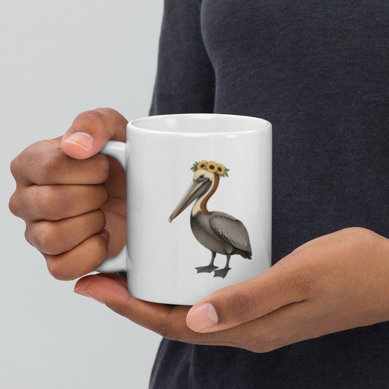 Brown Pelican Flower Crown Mug — Floof