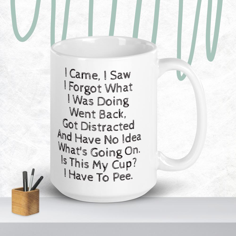 Forgetful glossy mug – 15 oz, White