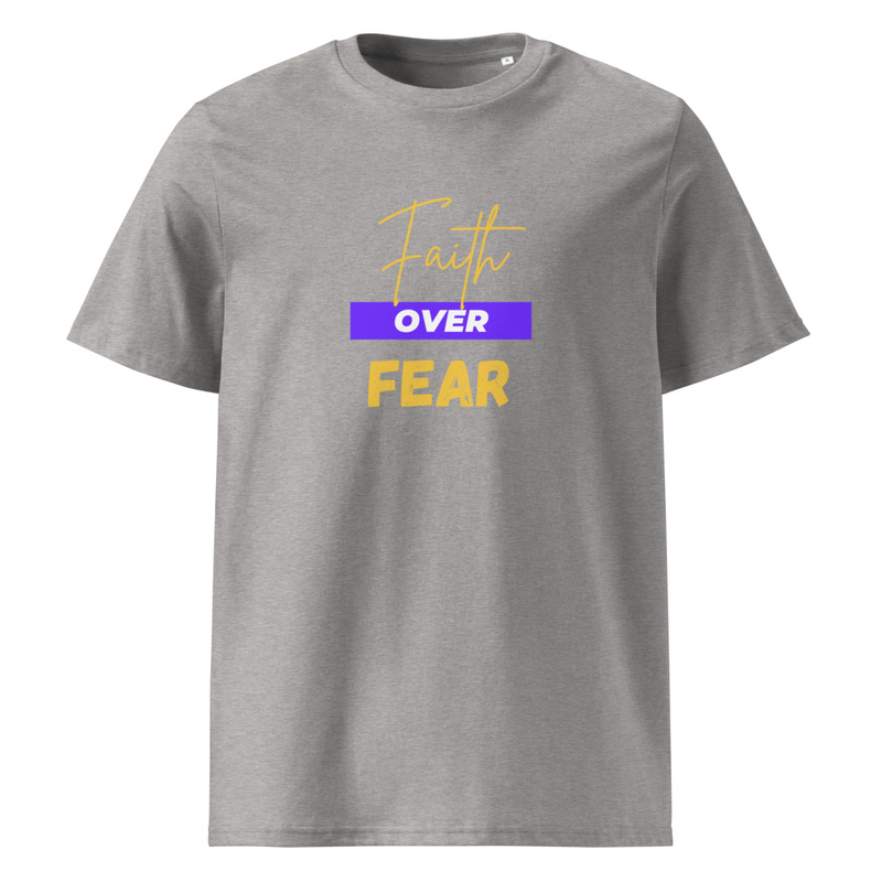 Faith Over Fear Unisex Organic Cotton T-Shirt – S, Heather Grey