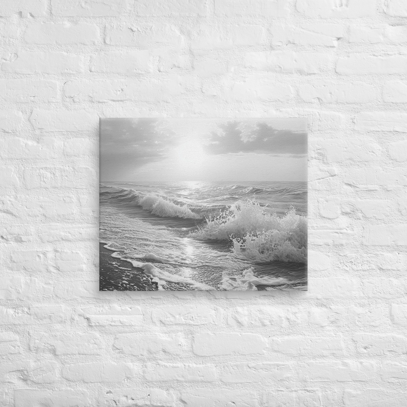 Waves Crashing in Black & White on Canvas | Big Wall Art