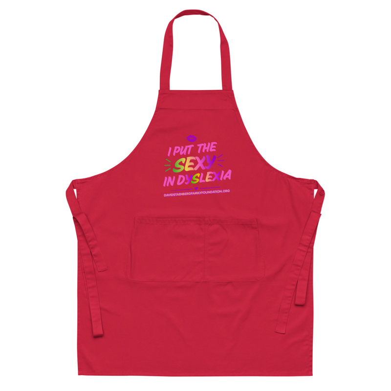 Organic cotton apron | Dyslexia v1 – One size, Red