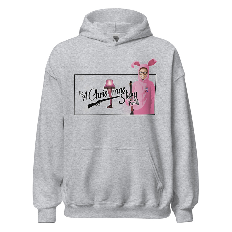 Pink Bunny Nostalgia Hoodie — Custom Made by: A Christmas Story Family™ – S, Sport Grey