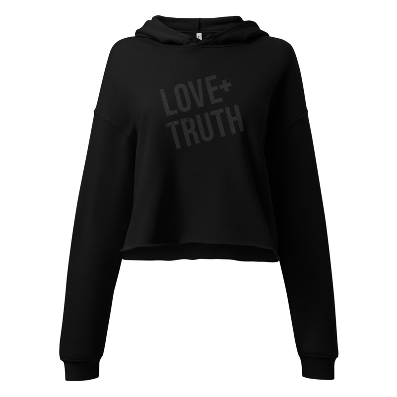 Vintage "Love+Truth" Women's Cropped Hoodie | Black (Graphite logo)
