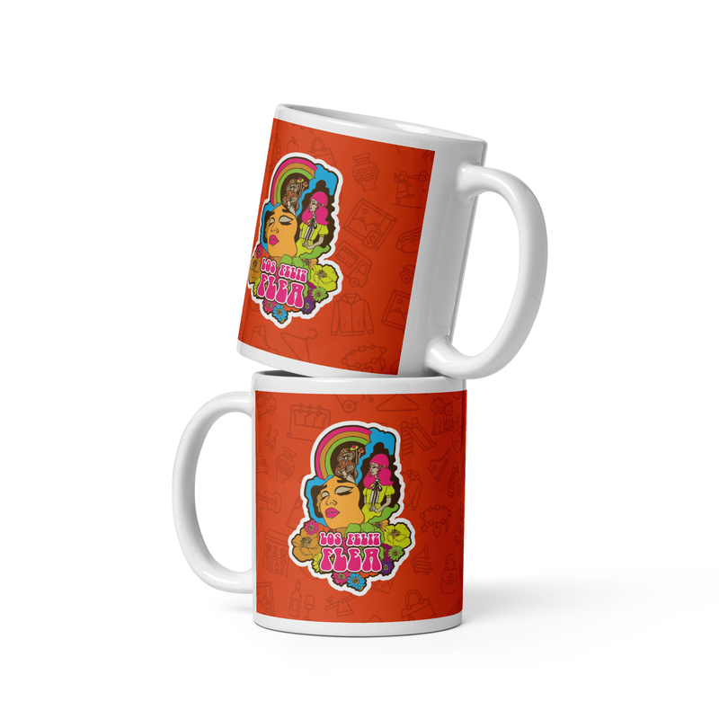 Los Feliz Flea Logo White glossy mug