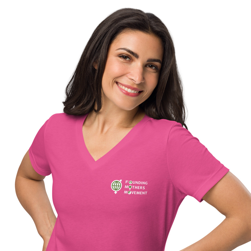 Embroidered FMM Women’s relaxed v-neck t-shirt – 2XL, Berry