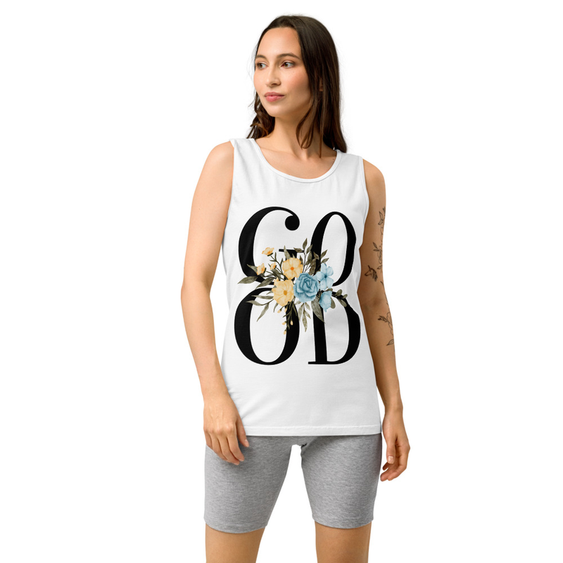 Good Floral Women's Tank Top | Genesis Creation Christian Top – XL, White