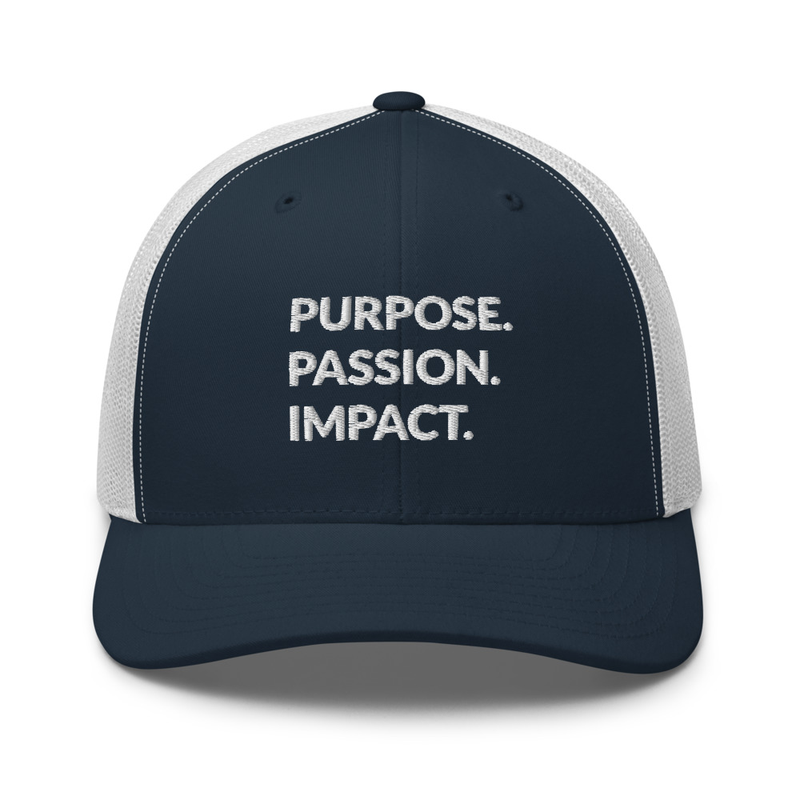 HFTT Trucker Cap | Purpose. Passion. Impact. (Colors Available) – One size, Navy/ White