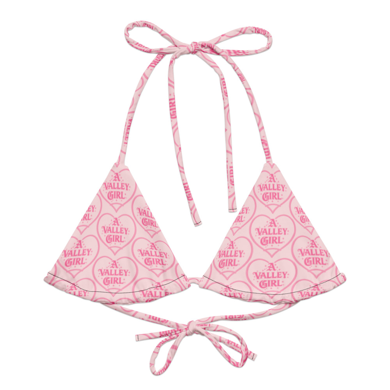 "A Valley Girl" all-over print string bikini top