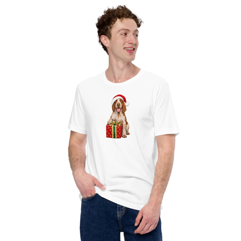Bracco Italiano Dog Santa Hat Gift Unisex Tee