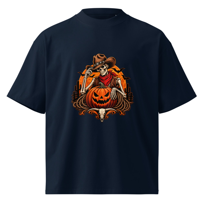 Skeleton Cowboy Halloween Shirt Pumpkin Western Gothic Vintage Graphic – view 2