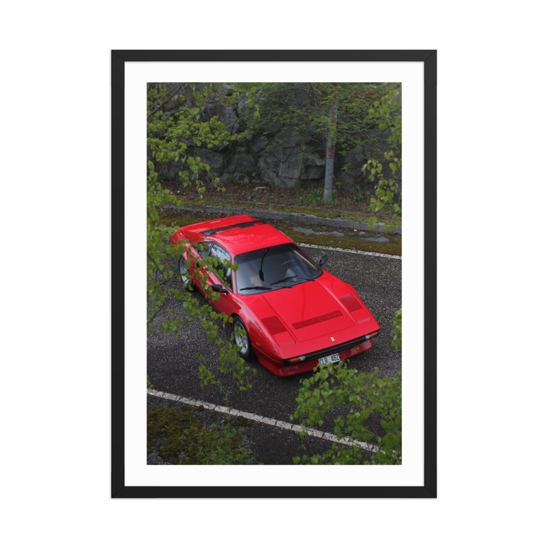 Ferrari 308 GTB QV - Framed print of the Stallion – 50×70 cm, Black