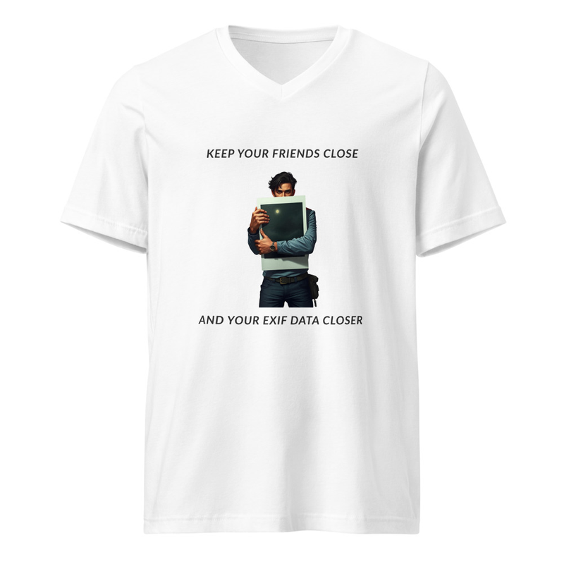 Keep your EXIF Data Unisex Short Sleeve V-Neck T-Shirt