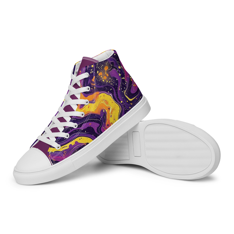 Purple & Yellow Space Masters Men’s high top canvas shoes