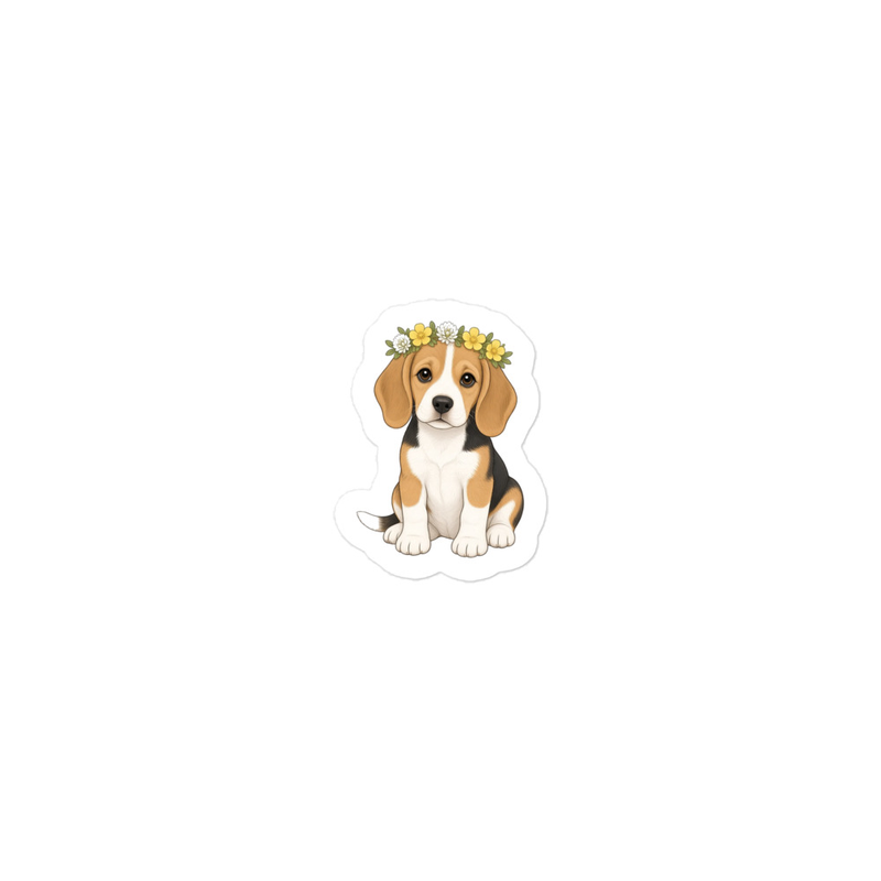 Flower Crown Beagle Sticker — Floof