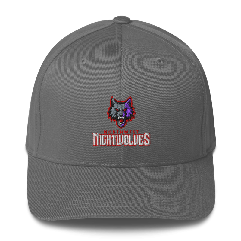 Northwest Nightwolves - Fitted Logo Hat – S/M, Grey