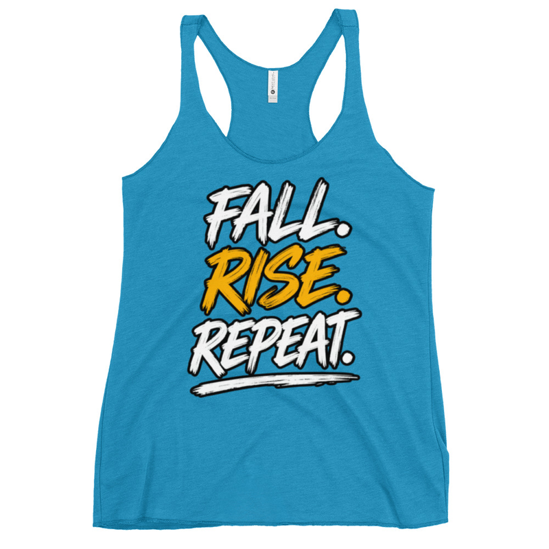 Fall. Rise. Repeat. Racerback Tank – XS, Vintage Turquoise