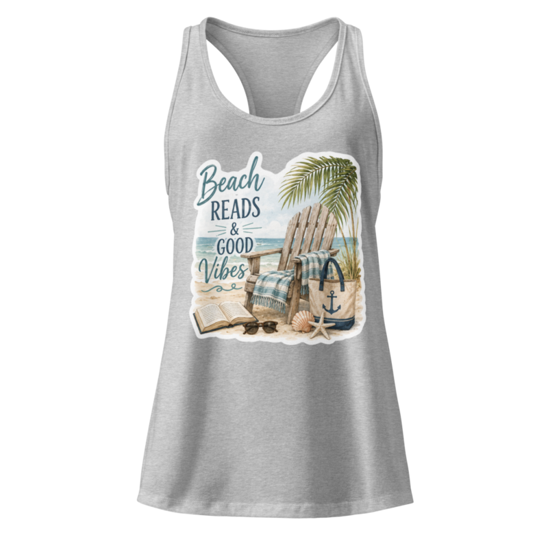 Beach Reads Women’s fitted racerback tank top – XS, Heather Gray