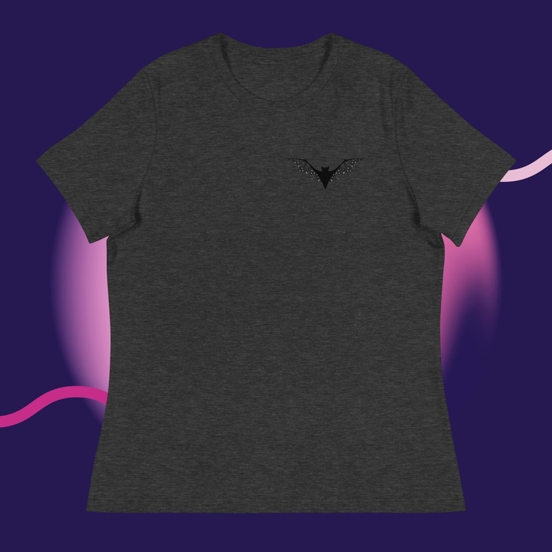 Floral Bat Women's Relaxed T-Shirt – S, Dark Grey Heather