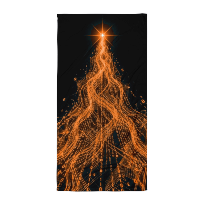 Uncle Benny ® Data Stream IBM Quantum Computer Beach Towel Neon Orange EST. 2020