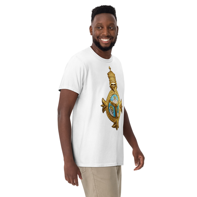 Unisex RTV-HC-0012 - Imperial Order of the Most Holy Trinity (Badge of the Order) garment-dyed heavyweight t-shirt – S, White