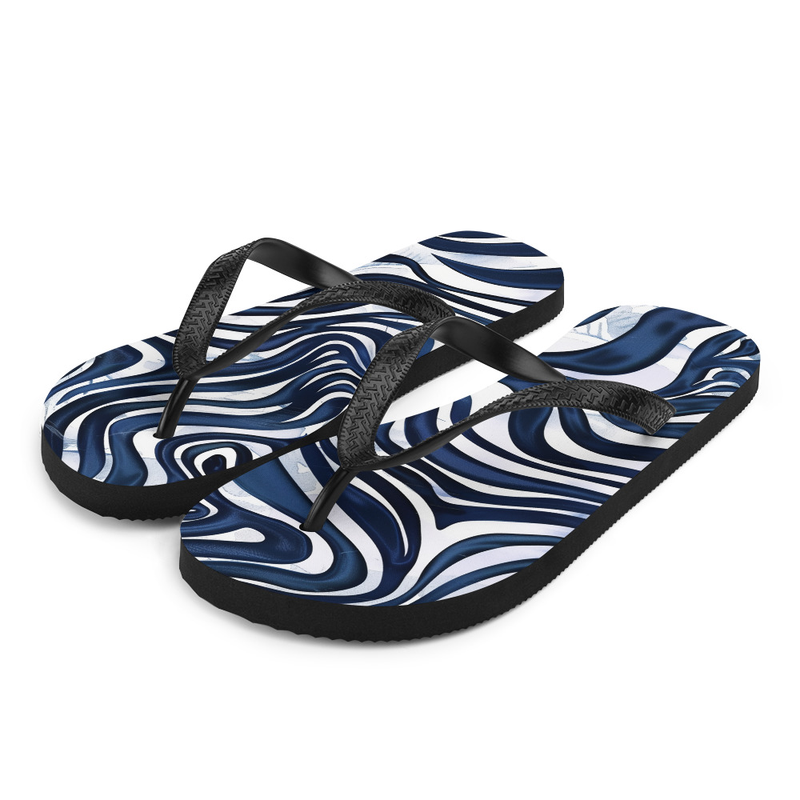 Blue & White Zebra Flip-Flops Home or Outdoor Slippers