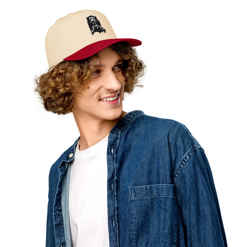 Narsingha Dev B/W Embroidered Cap – One size, Red/Natural