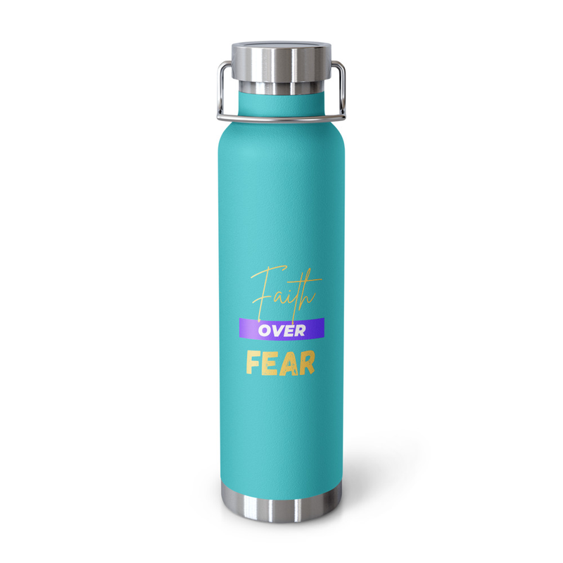 Faith Over Fear Copper Vacuum Insulated Bottle (22oz) – 22oz, Mint Green
