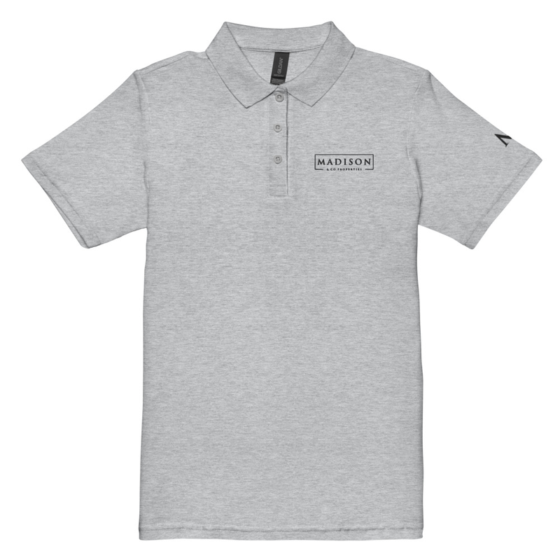 Women’s Madison Embroidered Polo - Grey/White – Image 2