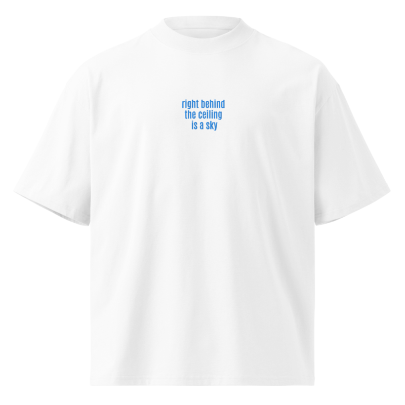 right behind the ceiling is a sky | Unisex organic oversized high neck t-shirt | Embroidered 