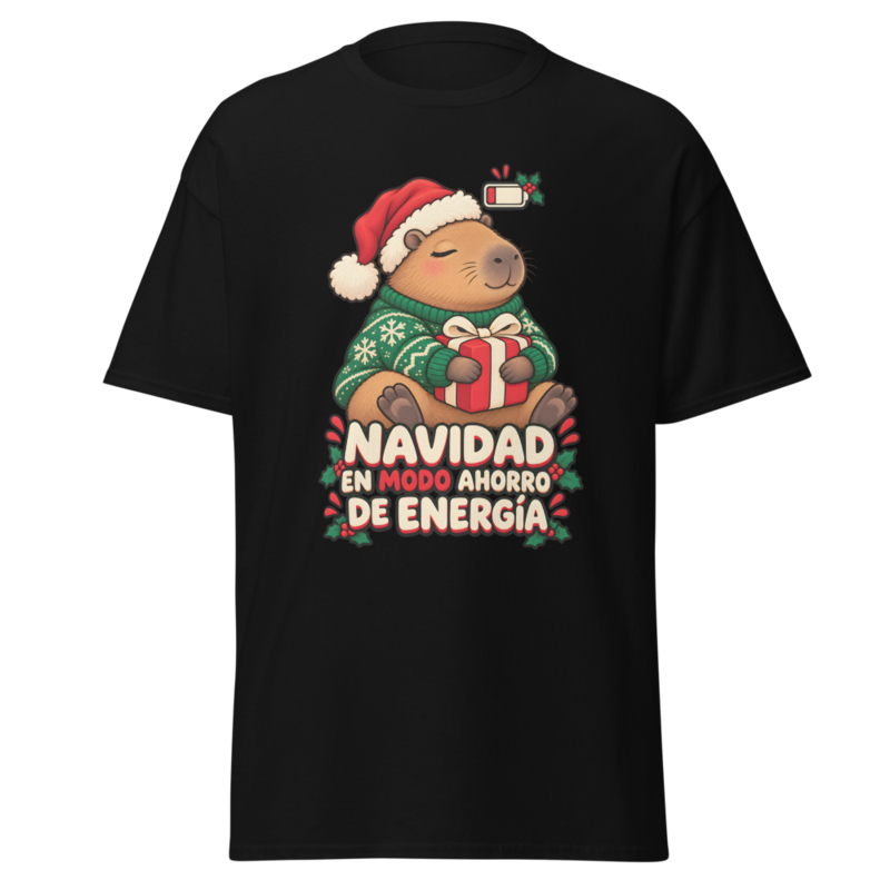 Capibara navideña: Camiseta unisex · Negro