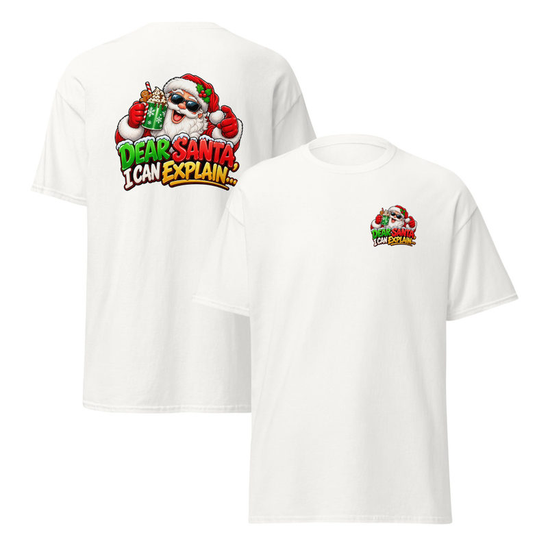 Dear Santa I can Explain Unisex classic tee – S, White