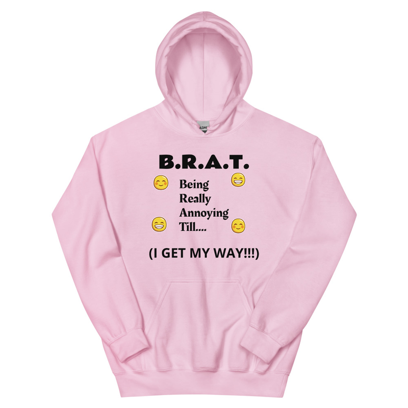 B.R.A.T. Unisex Hoodie – S, Light Pink